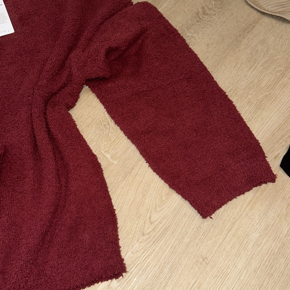 Burgundy  teddy Knit Two-Piece Set - Picture 7 of 8